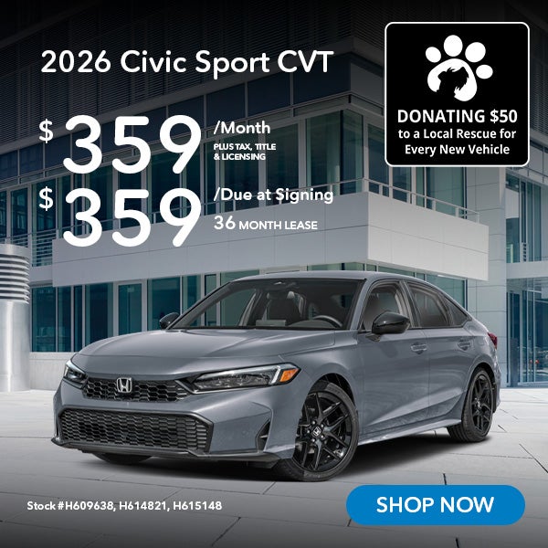 2026 Honda Civic Sport Lease from $359/mo, $359 due at signi