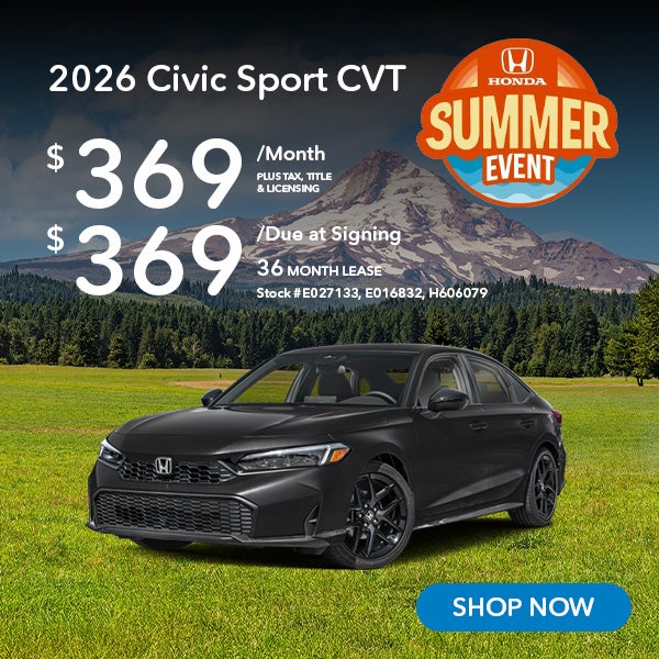 2026 Honda Civic Sport Lease from $369/mo, $369 due at signi