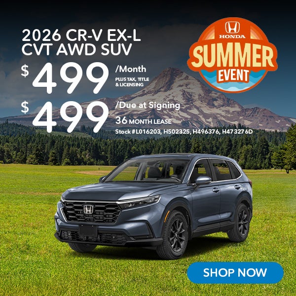 2026 Honda CR-V EX-L Lease from $499/mo, $499 due at signing