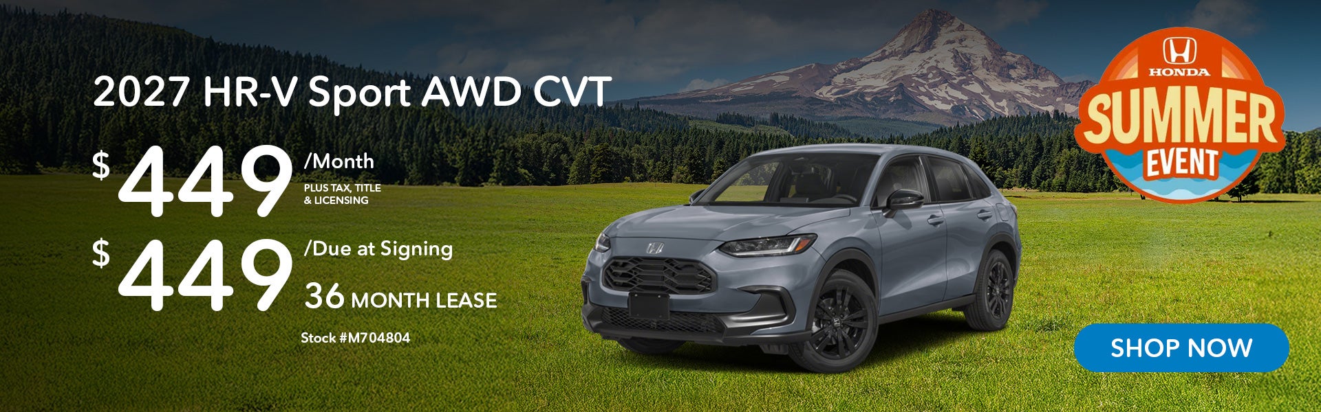 2027 Honda HR-V Sport Lease from $449/mo, $449 due at signin