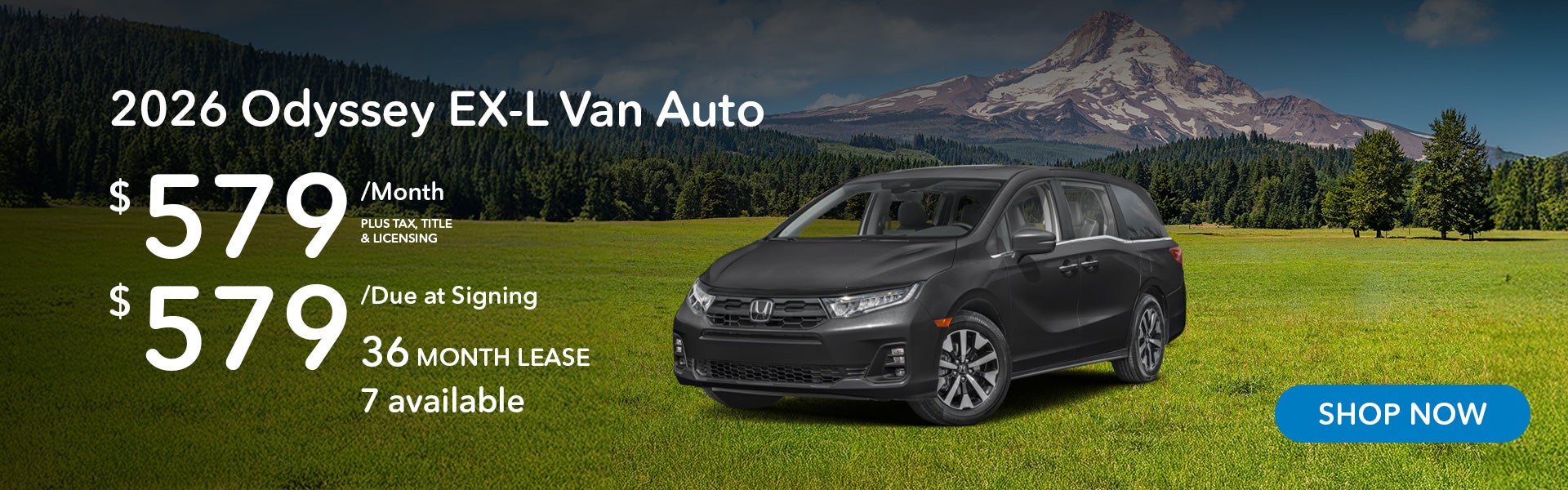 2026 Honda Odyssey EX-L Lease from $579/mo, $579 due at sign