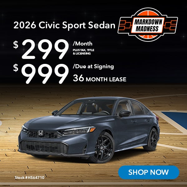 2026 Honda Civic Sport Lease for $299 per month for 36 month