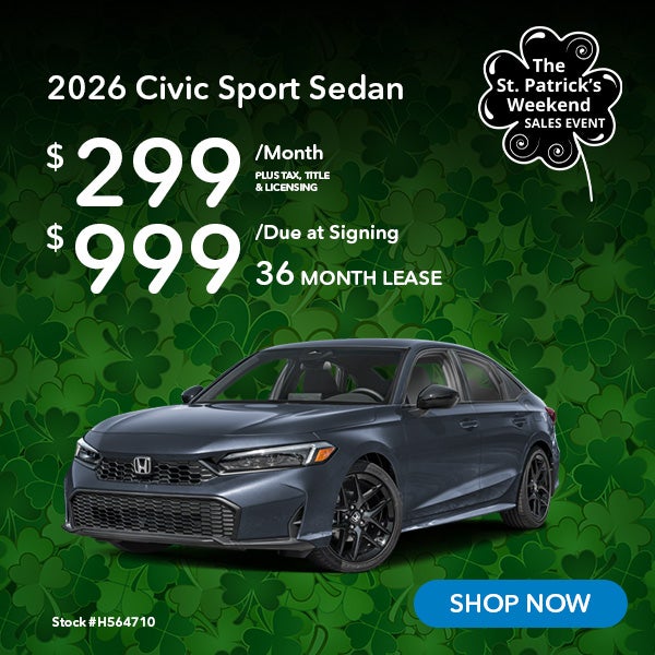 2026 Honda Civic Sport Lease for $299 per month for 36 month