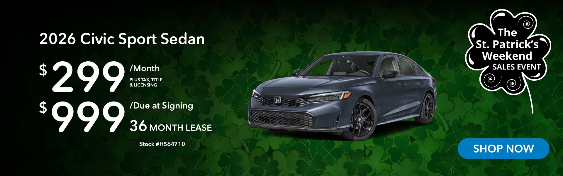 2026 Honda Civic Sport Lease for $299 per month for 36 month