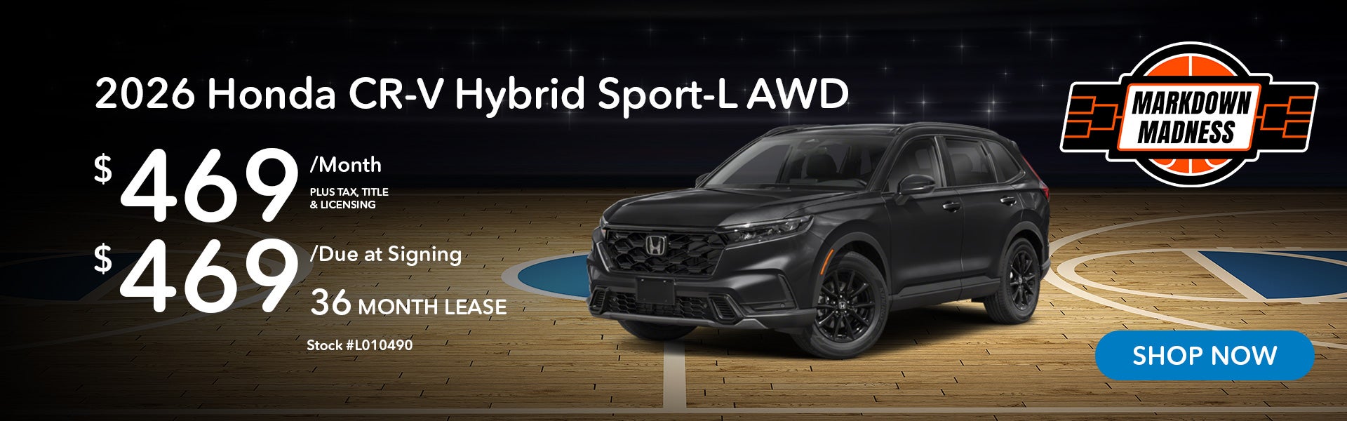 2026 Honda CR-V Hybrid Sport-L Lease for $469 per month for 