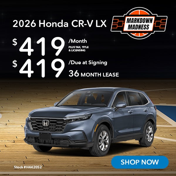 2026 Honda CR-V LX Lease for $419 per month for 36 months.