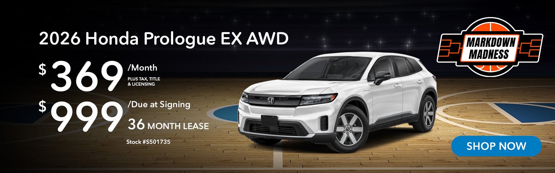 2026 Honda Prologue EX Lease for $369 per month for 36 month