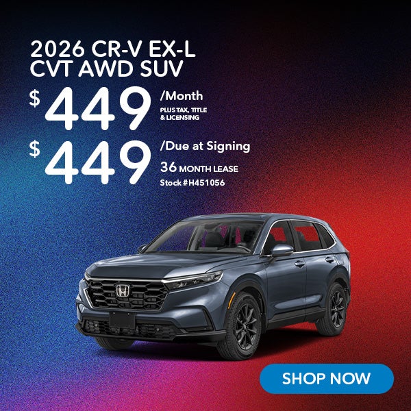 2026 Honda CR-V EX-L Lease from $449/mo, $449 due at signing
