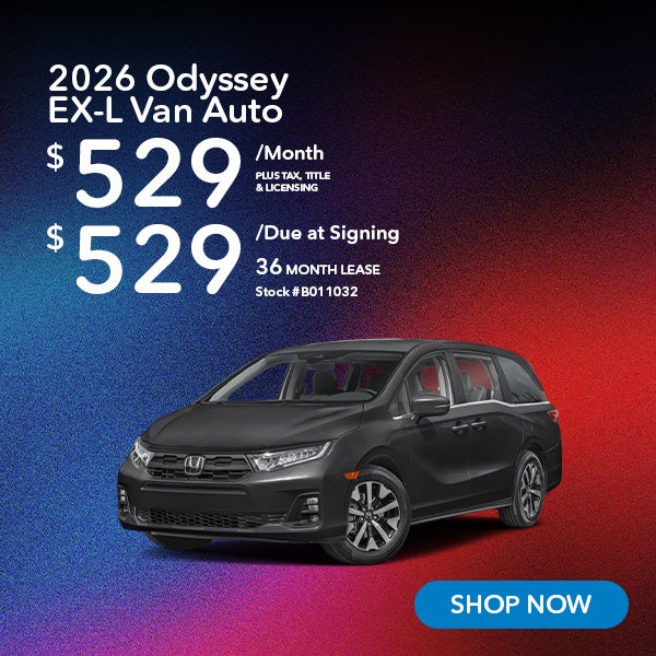 2026 Honda Odyssey EX-L Lease from $529/mo, $529 due at sign